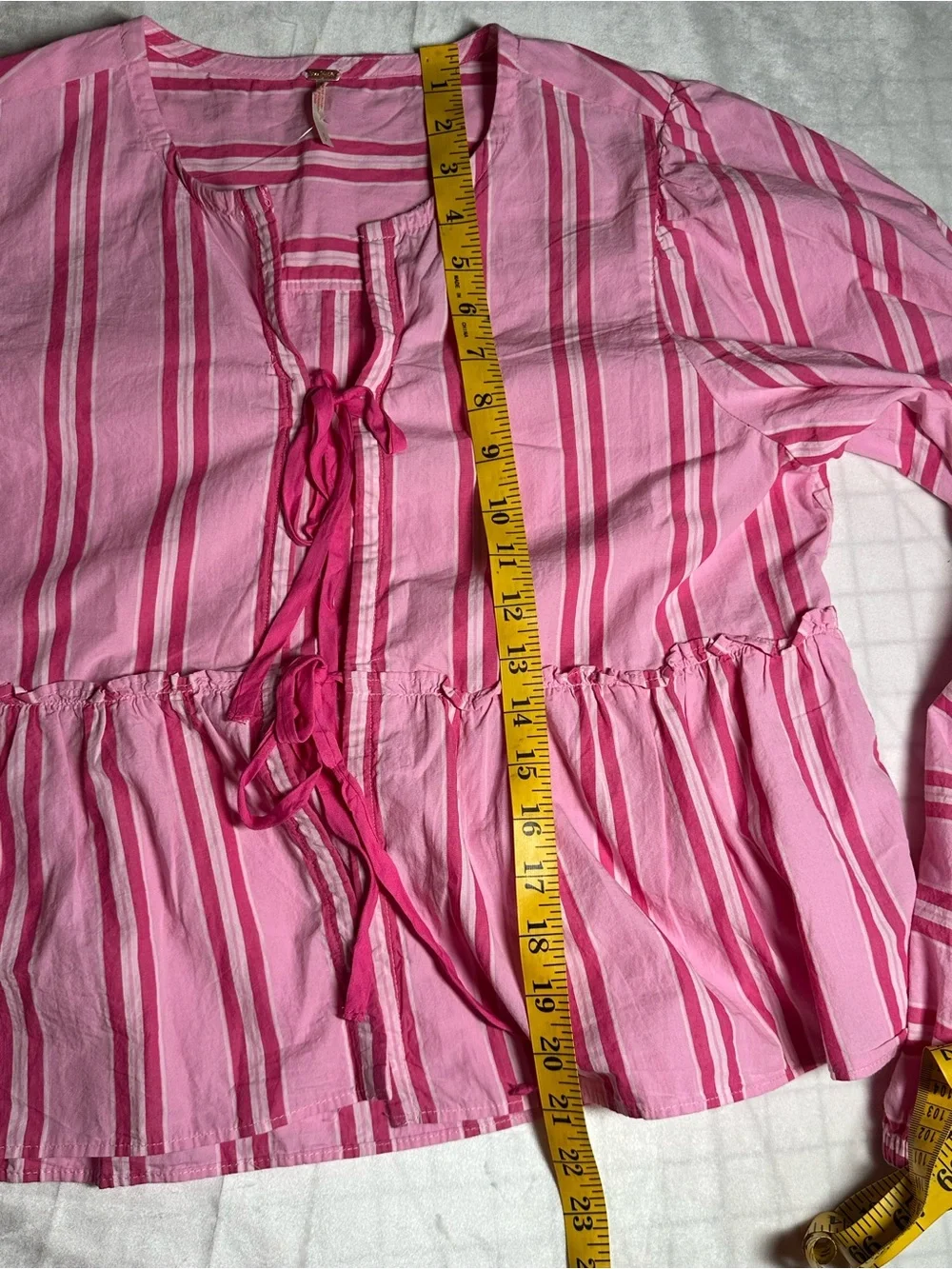 Free People pink peplum tie front Brunch Babe Blouse size small